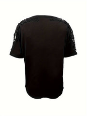 Heidi-Mode | Unifarbenes Rundhals-T-Shirt Mit Spitze Naht