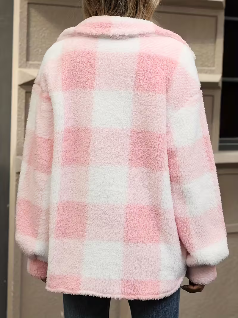 Elisa | Kuschelige Karo Fleecejacke Damen Stil