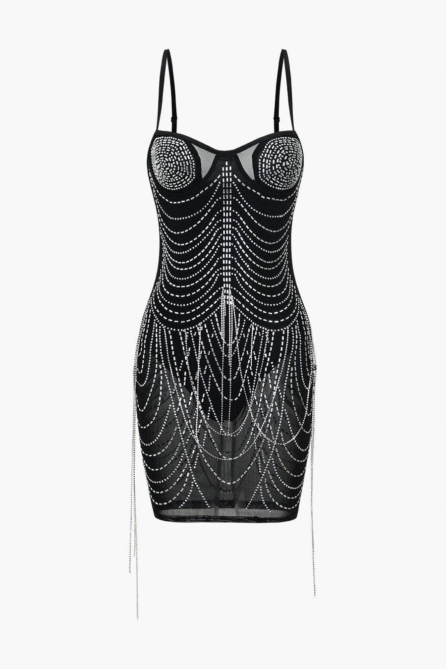 Celeste | Strassverziertes Mesh-Minikleid – Glitzernder Glamour für unvergessliche Nächte