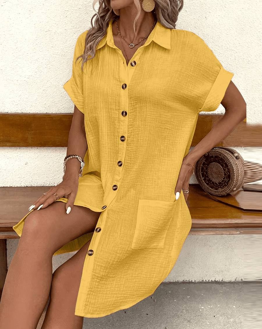 Luz™ - Bequemes Hemdkleid mit Knöpfen
