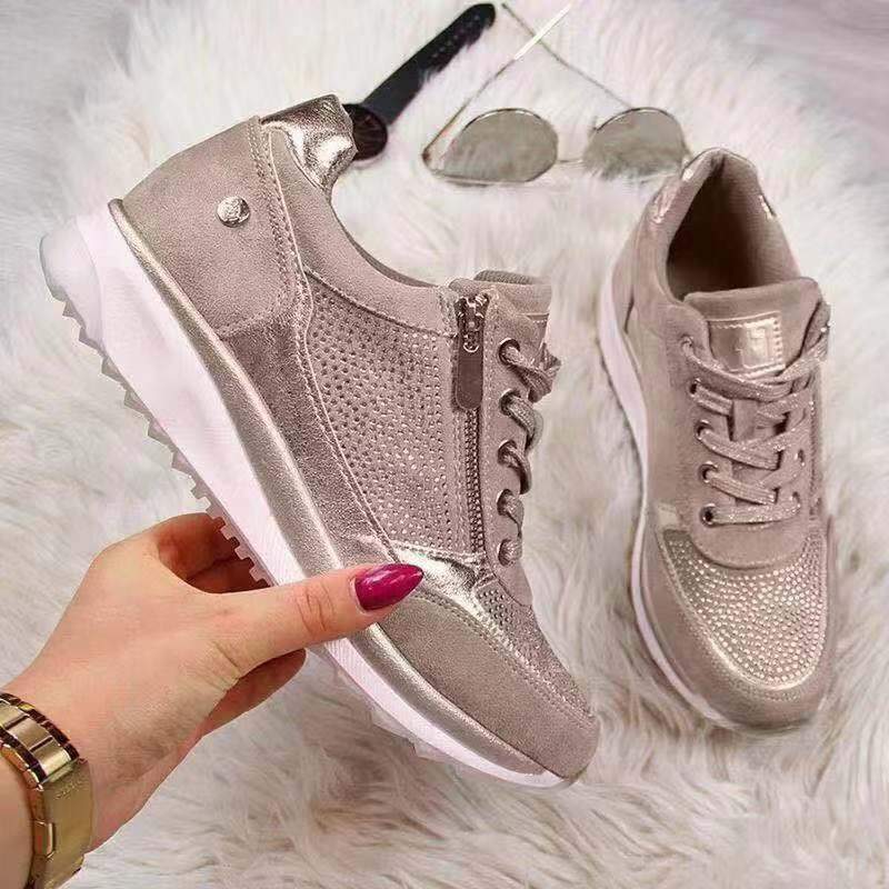 Isa  - Orthopädische Schuhe Moderne Metallic-Casual-Sneaker | Sneaker aus Wildleder und Mesh mit bequemer Passform