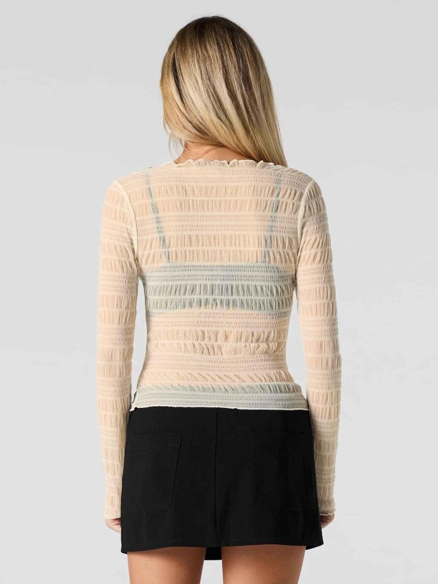 Chloé – Transparenter Longsleeve mit Rüschenstruktur