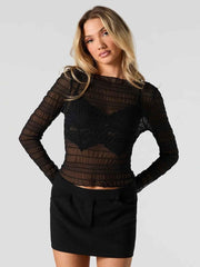 Chloé – Transparenter Longsleeve mit Rüschenstruktur