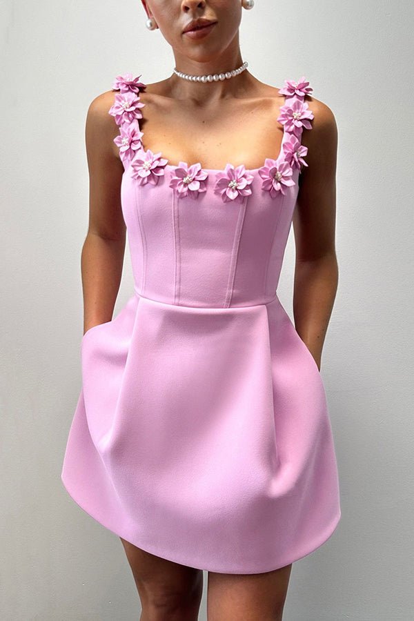 Cindy | Damen Minikleid Blumenapplikationen – Feminines Kurzkleid Party & Sommer 2026