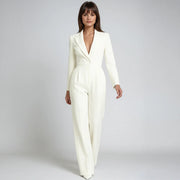 Eleganter Damen-Jumpsuit mit V-Ausschnitt & weiten Beinen