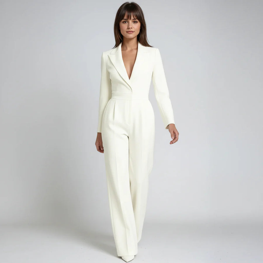Eleganter Damen-Jumpsuit mit V-Ausschnitt & weiten Beinen