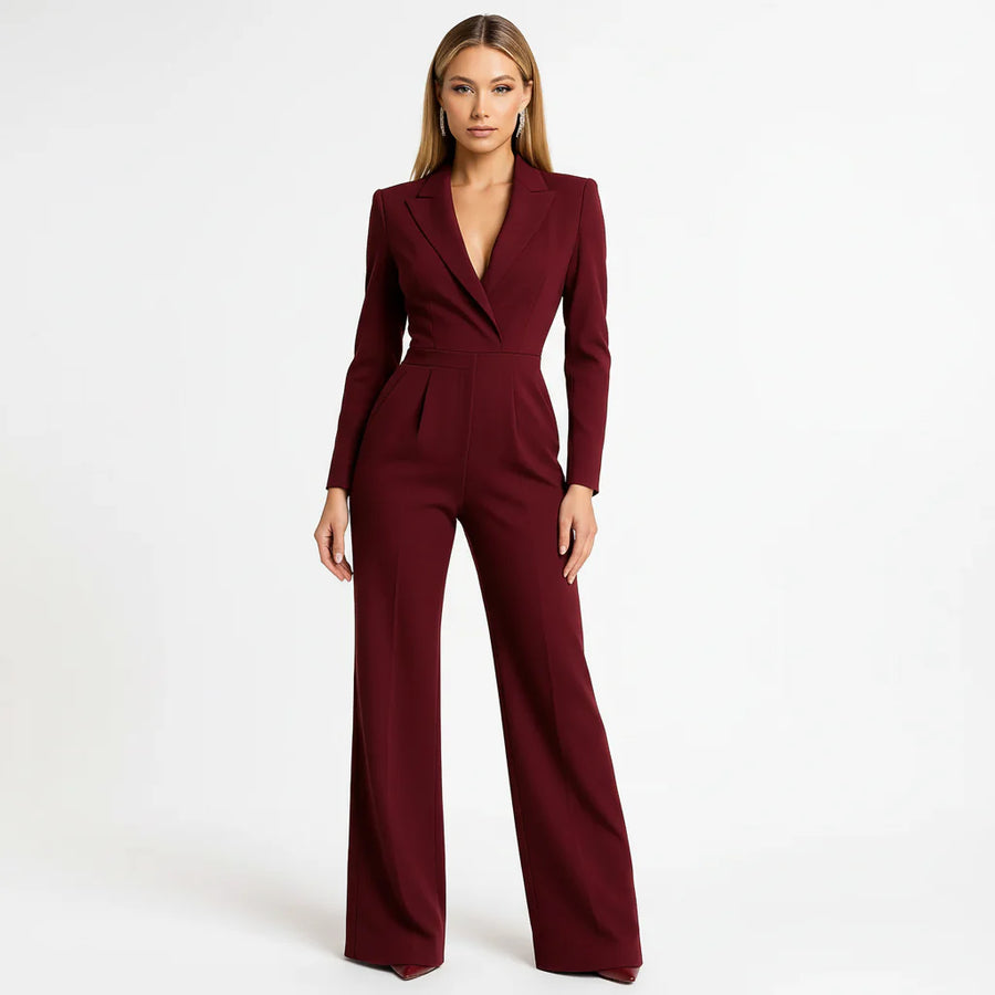 Eleganter Damen-Jumpsuit mit V-Ausschnitt & weiten Beinen