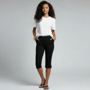 Cropped Damen Capri-Hose in 3/4-Länge mit Taschen