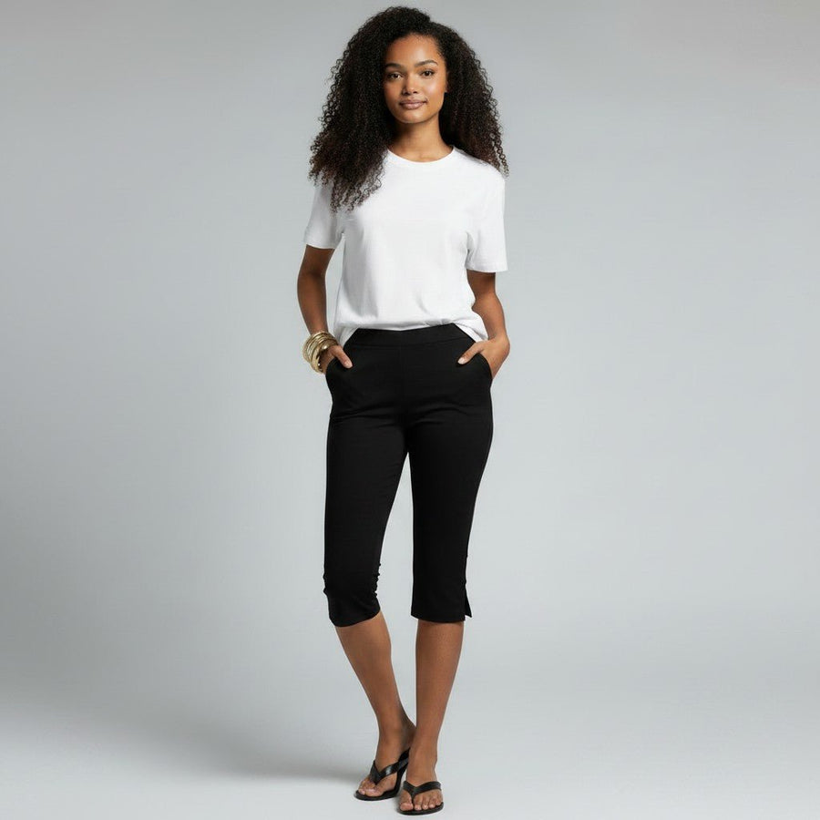 Cropped Damen Capri-Hose in 3/4-Länge mit Taschen