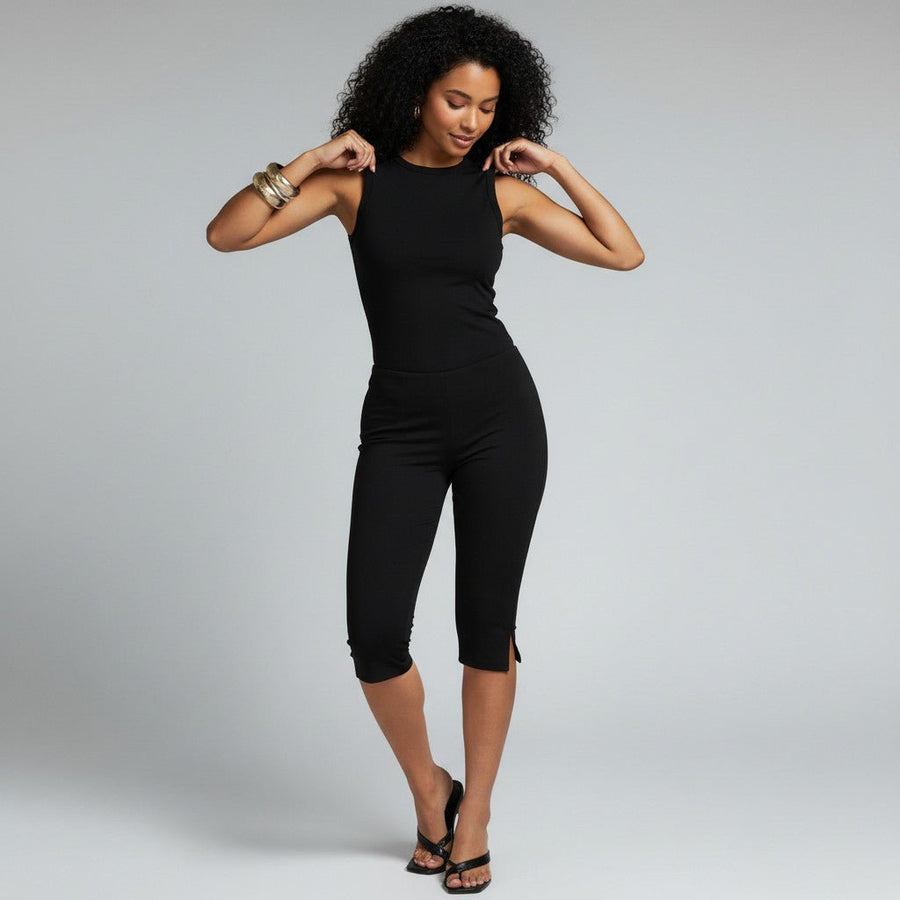Cropped Damen Capri-Hose in 3/4-Länge mit Taschen