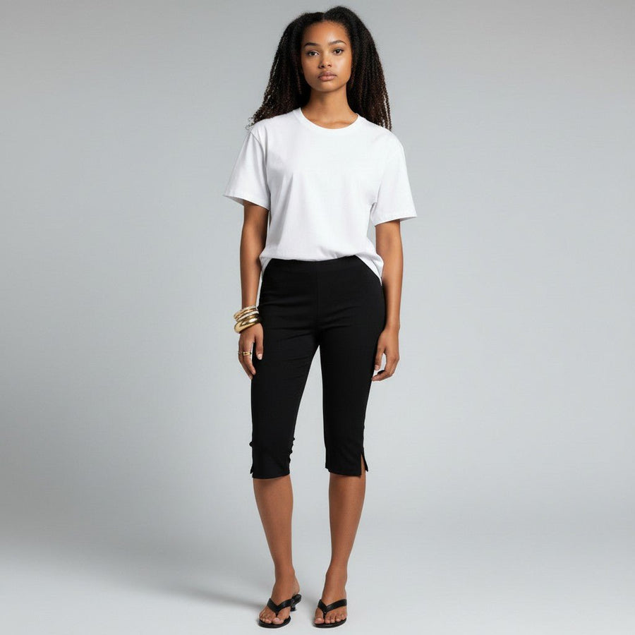 Cropped Damen Capri-Hose in 3/4-Länge mit Taschen