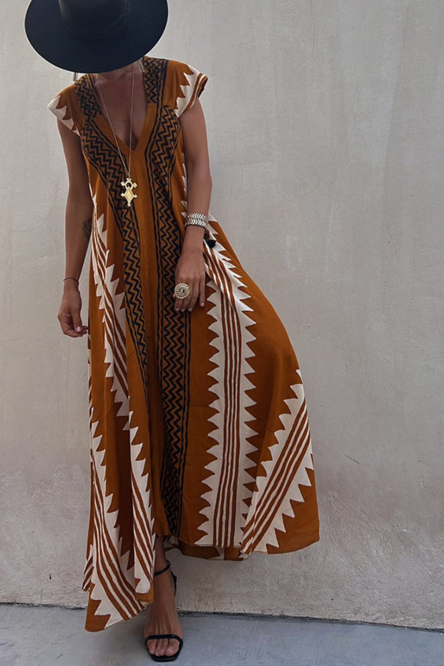 Alya™ – Damen Kleid mit Lebhaften Aztekenmustern für Sommerkomfort