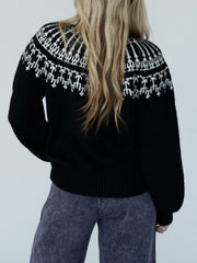 Clarice - Langärmeliger Pullover mit kontrastierendem Rollkragen