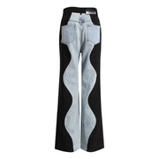 Noemi - gerade, cut-out, baggy jeans mit patchwork