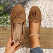 Rutschfeste flache Damen-Slipper mit Schleife - Martina
