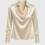 Emma | Damen Wasserfallkragen Langarm Top