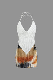 Aviana | Zweiteiliges Plissee-Set mit Farbverlauf & Neckholder-Top