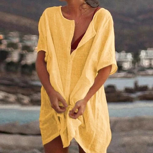 Anjini – Lockeres Strandkleid Mit kurzen Ärmeln