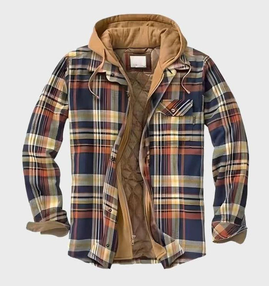 Herren Mehrfarbige Karierte Jacke | Mit Kapuze