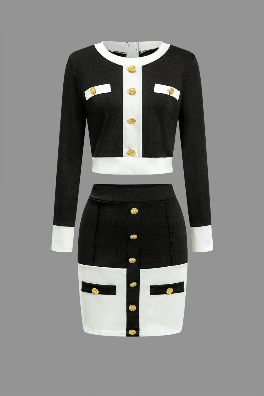 Karina | Elegantes Zweiteiler-Set mit Button-Detail & Minirock