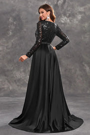 Damen Abendkleid mit Paillettenoberteil und fließendem Rock