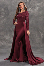 Damen Abendkleid mit Paillettenoberteil und fließendem Rock