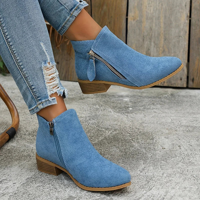 Damen Stiefeletten mit seitlichem Reißverschluss