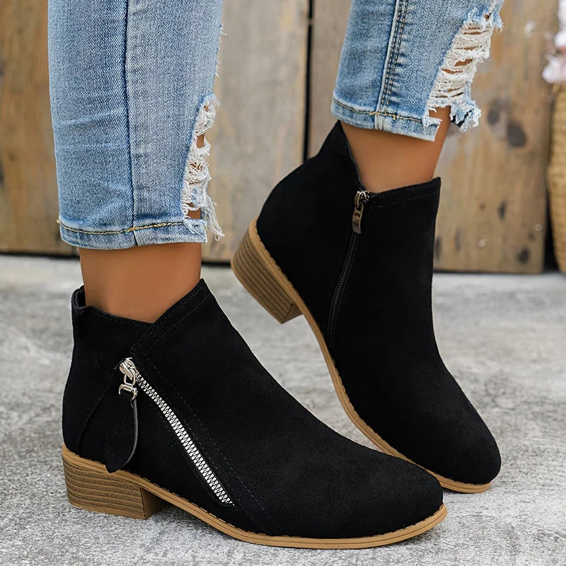 Damen Stiefeletten mit seitlichem Reißverschluss