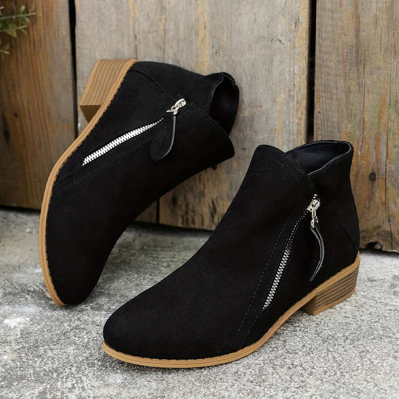Damen Stiefeletten mit seitlichem Reißverschluss