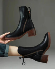 Damen Stiefeletten mit Reißverschluss und Blockabsatz