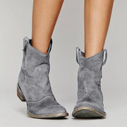Damen Cowboy Boots mit Blockabsatz und Seitenschlaufen