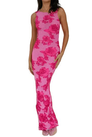 Damen Ärmelloses Maxikleid mit Blumenmuster