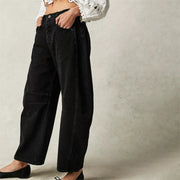 Sophie | Damen Barrel-Leg Jeans Cropped Mid-Rise Denim