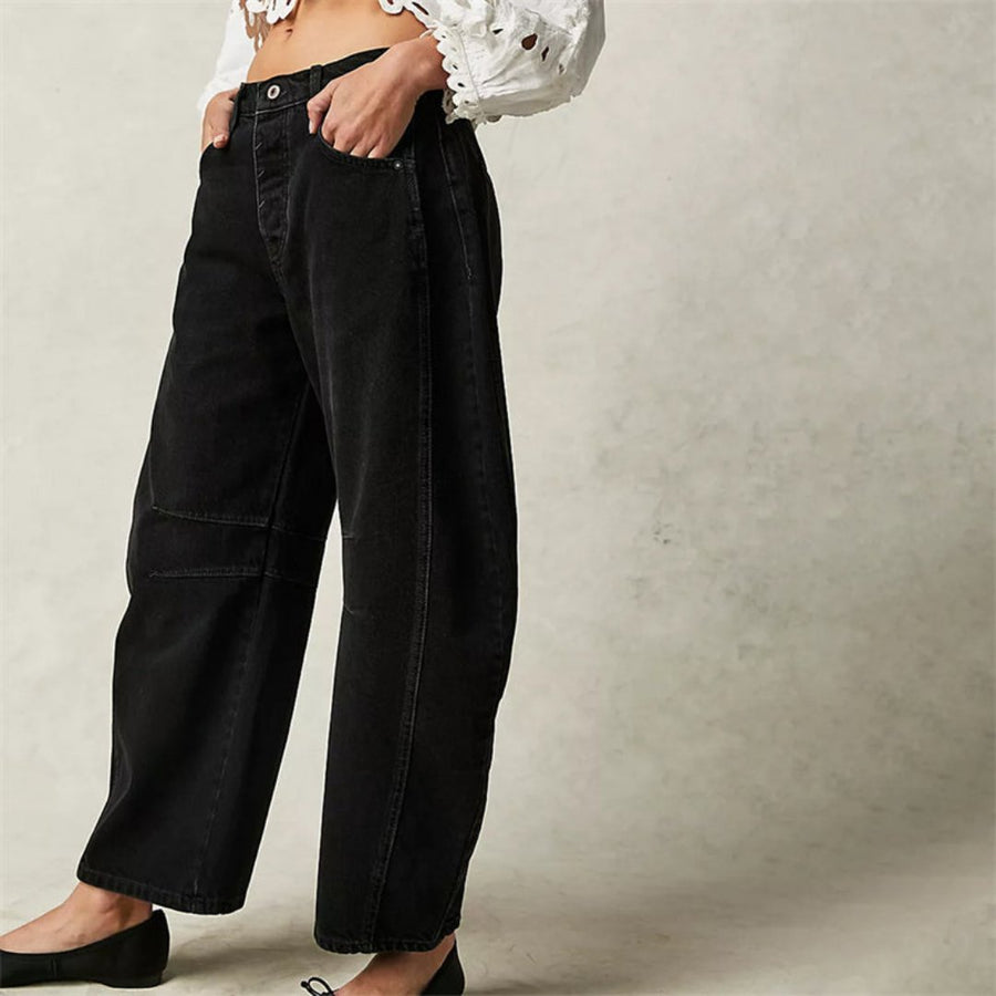 Sophie | Damen Barrel-Leg Jeans Cropped Mid-Rise Denim