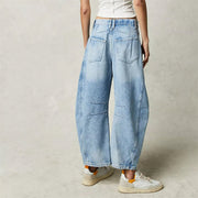 Sophie | Damen Barrel-Leg Jeans Cropped Mid-Rise Denim