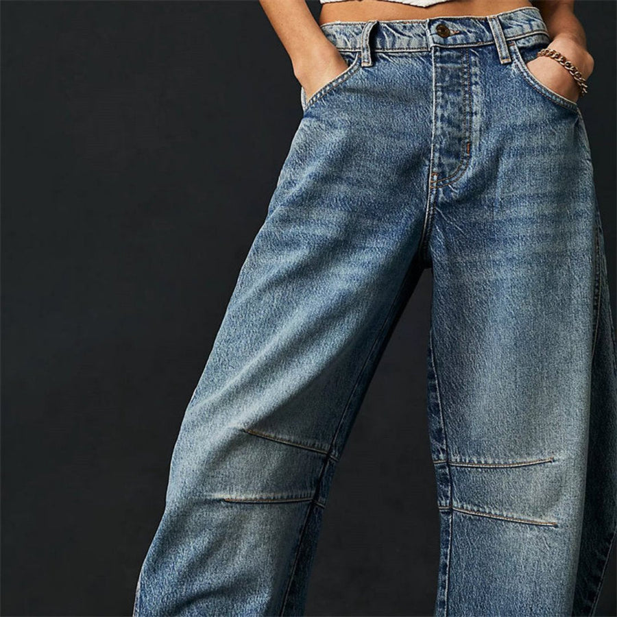 Sophie | Damen Barrel-Leg Jeans Cropped Mid-Rise Denim