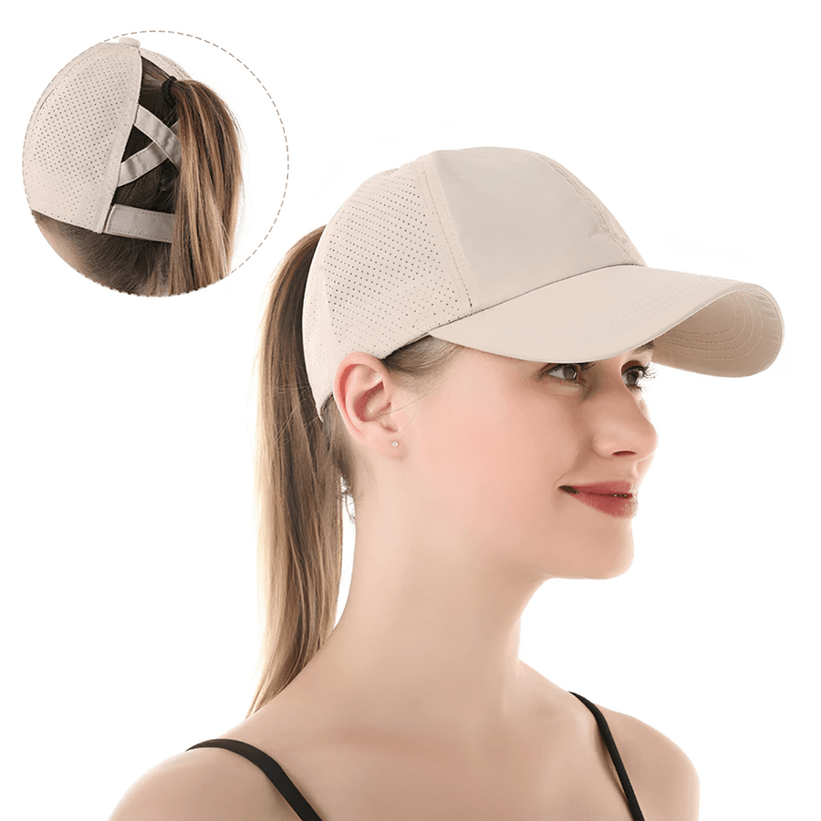 Damen Baseball Cap Atmungsaktiv mit Zopfloch
