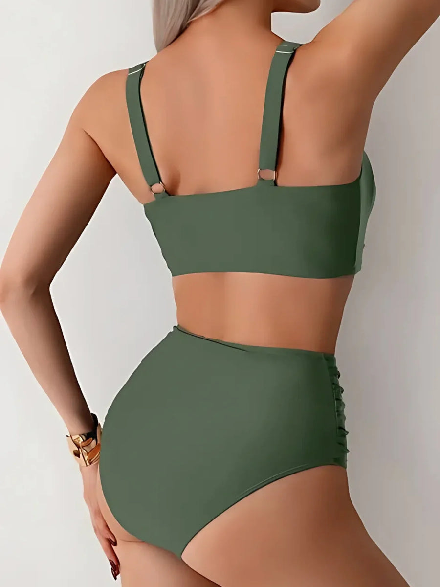 Damen Bikini Set mit hoher Taille und Wickeltop