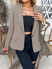 Damen Blazer mit fallendem Revers, Ein-Knopf-Verschluss und langen Ärmeln