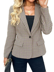 Damen Blazer mit fallendem Revers, Ein-Knopf-Verschluss und langen Ärmeln