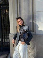 Damen Blazer mit Stehkragen und asymmetrischem Verschluss