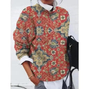 Damen Blumenpullover mit Paisley-Muster und Rundhalsausschnitt