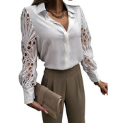Damen-Bluse mit Cut-out-Ärmeln und Umlegekragen