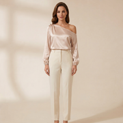 Damen-Bluse mit One-Shoulder-Ausschnitt und Ballonärmeln