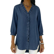 Damen-Bluse mit Rüschenbesatz und 3/4-Ärmeln