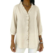 Damen-Bluse mit Rüschenbesatz und 3/4-Ärmeln