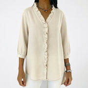 Damen-Bluse mit Rüschenbesatz und 3/4-Ärmeln