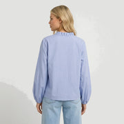 Damen-Bluse mit Rüschendetails und elastischen Ärmelbündchen