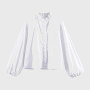 Damen-Bluse mit Rüschendetails und elastischen Ärmelbündchen