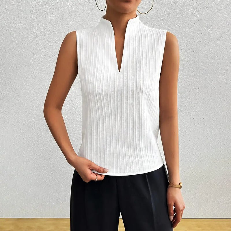 Clara | Damen Bluse ärmellos gestreift V-Ausschnitt
